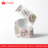  ESCK06 - Cuộn Sticker Thank You tròn - Nhiều thiết kế - 2.5cm - [500 tem/cuộn] 
