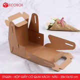  EFQ2N - Hộp giấy Kraft quai xách - Nâu - 20x10x10 cm 