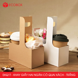  EKQ1T - Khay giấy hai ngăn có quai xách - Trắng - 17.5x8x9 cm 