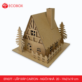  EFK07T - Nhà giấy lắp ráp bằng carton - Mẫu 20 - 19x21x19 cm 