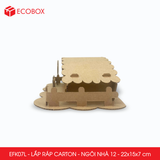  EFK07L - Nhà giấy lắp ráp bằng carton - Mẫu 12 - 22x15x7 cm 