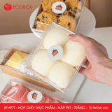  EFHP7T - Hộp giấy kraft thực phẩm - Nắp PET - Trắng - 19.5x9x6 cm 