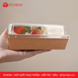  EFHP4N - Combo 25 hộp giấy kraft thực phẩm - Nắp PET - Nâu - 20.5x15x6 cm 