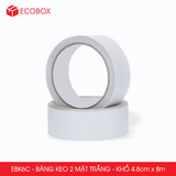  EBK6C - Băng keo 2 mặt trắng - Khổ 4,8cm x 8m 