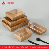  EFHP1N - Combo 25 hộp giấy kraft thực phẩm - Nắp PET - Nâu - 10.5x10.5x6 cm 