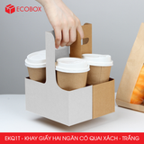  EKQ1T - Khay giấy hai ngăn có quai xách - Trắng - 17.5x8x9 cm 