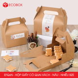  EFQxN - Hộp giấy Kraft quai xách - Nâu - Nhiều size 