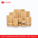  ETZ1N - 10x15cm - Combo 25 túi Zipper giấy Kraft cửa sổ full - Nâu 