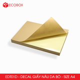  EDT01D - Decal giấy da bò A4 - 50 tờ/ xấp 