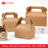  EFQxN - Hộp giấy Kraft quai xách - Nâu - Nhiều size 