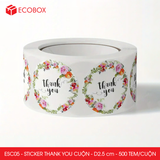  ESC05 - Cuộn Sticker Thank You tròn - Một thiết kế - 2.5cm - [500 tem/cuộn] 
