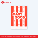  EFT21K - Combo 100 túi giấy đựng fastfood - Trắng - In đỏ - "FASTFOOD" - 20x13.5x5.5 cm 