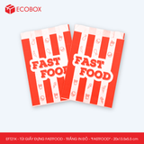  EFT21K - Combo 100 túi giấy đựng fastfood - Trắng - In đỏ - "FASTFOOD" - 20x13.5x5.5 cm 