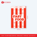  EFT21K - Combo 100 túi giấy đựng fastfood - Trắng - In đỏ - "FASTFOOD" - 20x13.5x5.5 cm 