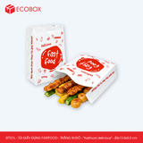  EFT21L - Combo 100 túi giấy đựng fastfood - Trắng - In đỏ - "Fastfood delicious" - 20x13.5x5.5 cm 
