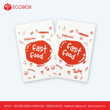  EFT21L - Combo 100 túi giấy đựng fastfood - Trắng - In đỏ - "Fastfood delicious" - 20x13.5x5.5 cm 