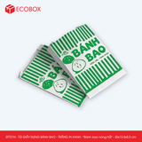  EFT21N - Combo 100 túi giấy đựng bánh bao - Trắng - In xanh - "Bánh bao nóng hổi" -  20x13.5x5.5 cm 