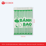  EFT21N - Combo 100 túi giấy đựng bánh bao - Trắng - In xanh - "Bánh bao nóng hổi" -  20x13.5x5.5 cm 