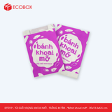  EFT21P - Combo 100 túi giấy đựng khoai mỡ - Trắng - In tím - "Bánh khoai mỡ" - 20x13.5x5.5 cm 