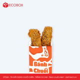  EFT24A - Combo 100 túi giấy đựng chuối chiên - Trắng - In cam - "Bánh chuối chiên" - 24x9.5x4.5 cm 