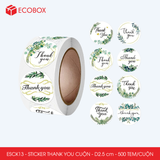 ESCK13 - Cuộn Sticker Thank You tròn - Nhiều thiết kế - 2.5cm - [500 tem/cuộn] 