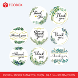  ESCK13 - Cuộn Sticker Thank You tròn - Nhiều thiết kế - 2.5cm - [500 tem/cuộn] 