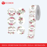  ESCK14 - Cuộn Sticker Thank You tròn - Nhiều thiết kế - 2.5cm - [500 tem/cuộn] 