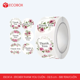  ESCK14 - Cuộn Sticker Thank You tròn - Nhiều thiết kế - 2.5cm - [500 tem/cuộn] 
