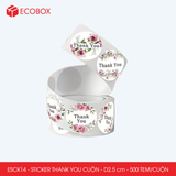  ESCK14 - Cuộn Sticker Thank You tròn - Nhiều thiết kế - 2.5cm - [500 tem/cuộn] 