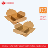  EFH2Nx - Combo 25 hộp giấy kraft 2 ngăn - Nắp gài - Nâu - 1800 ml - 280gsm & 300gsm 