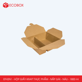  EFH2N1 - 280 gsm - Combo 25 hộp giấy kraft 2 ngăn - Nắp gài - Nâu - 1800 ml 