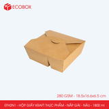  EFH2N1 - 280 gsm - Combo 25 hộp giấy kraft 2 ngăn - Nắp gài - Nâu - 1800 ml 