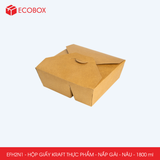  EFH2N1 - 280 gsm - Combo 25 hộp giấy kraft 2 ngăn - Nắp gài - Nâu - 1800 ml 