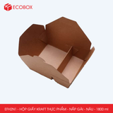  EFH2N1 - 280 gsm - Combo 25 hộp giấy kraft 2 ngăn - Nắp gài - Nâu - 1800 ml 