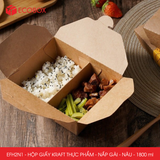  EFH2N1 - 280 gsm - Combo 25 hộp giấy kraft 2 ngăn - Nắp gài - Nâu - 1800 ml 