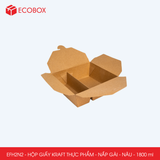  EFH2N2 - 300 gsm - Combo 25 hộp giấy kraft 2 ngăn - Nắp gài - Nâu - 1800 ml 