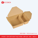  EFH2N2 - 300 gsm - Combo 25 hộp giấy kraft 2 ngăn - Nắp gài - Nâu - 1800 ml 