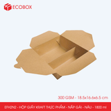  EFH2N2 - 300 gsm - Combo 25 hộp giấy kraft 2 ngăn - Nắp gài - Nâu - 1800 ml 