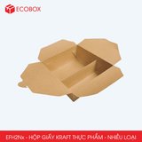 EFH2Nx - Combo 25 hộp giấy kraft 2 ngăn - Nắp gài - Nâu - 1800 ml - 280gsm & 300gsm 