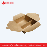  EFH2Nx - Combo 25 hộp giấy kraft 2 ngăn - Nắp gài - Nâu - 1800 ml - 280gsm & 300gsm 