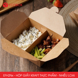  EFH2Nx - Combo 25 hộp giấy kraft 2 ngăn - Nắp gài - Nâu - 1800 ml - 280gsm & 300gsm 