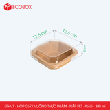  EFHV1 - Combo 25 hộp giấy kraft vuông - Nắp PET - Nâu - 300ml 