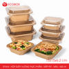  EFHV4 - Combo 25 hộp giấy kraft vuông - Nắp PET - Nâu - 650ml 