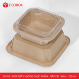  EFHV5 - Combo 25 hộp giấy kraft vuông - Nắp PET - Nâu - 750ml 