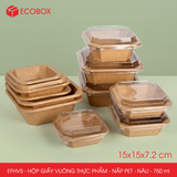  EFHV5 - Combo 25 hộp giấy kraft vuông - Nắp PET - Nâu - 750ml 