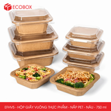  EFHV5 - Combo 25 hộp giấy kraft vuông - Nắp PET - Nâu - 750ml 