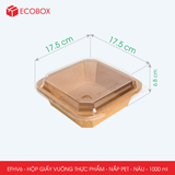  EFHV6 - Combo 25 hộp giấy kraft vuông - Nắp PET - Nâu - 1000ml 