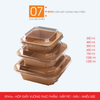 EFHVx - Combo 25 hộp giấy kraft vuông - Nắp PET - Nâu - Nhiều size 