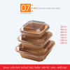  EFHVx - Combo 25 hộp giấy kraft vuông - Nắp PET - Nâu - Nhiều size 