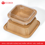  EFHVx - Combo 25 hộp giấy kraft vuông - Nắp PET - Nâu - Nhiều size 